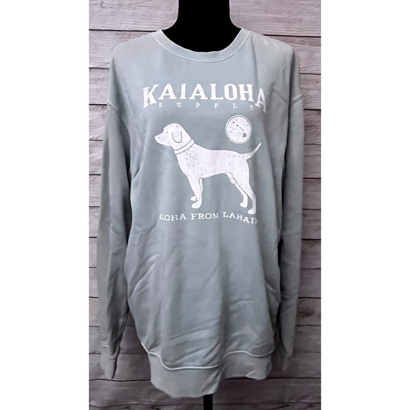 KaiAloha Supply Dog Crewneck Sweatshirt Aloha From Lahaina-Perfectly Faded-Large - Picture 1 of 9